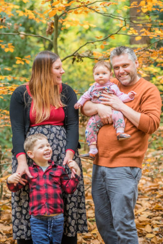 Family portraits in the woods in Sheffield