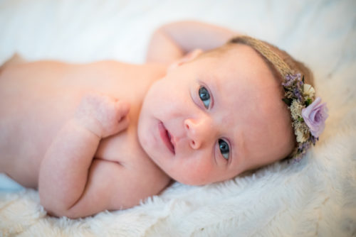 baby in headband, newborn photographers workington