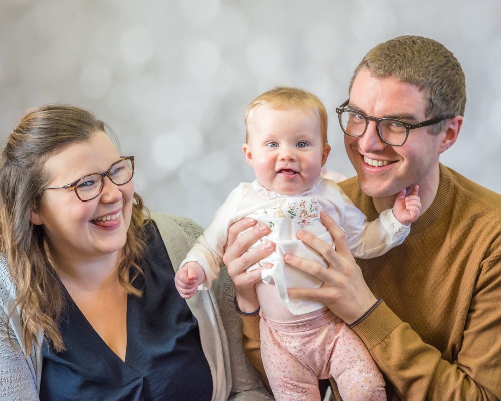 Family smiles for portraits, Maryport baby photographers