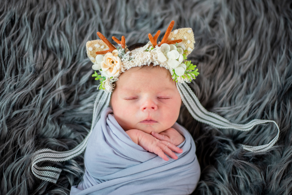 Baby in deer hat, Carlisle newborn photographers